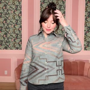 Pendleton button down long sleeve collared top from the Jacquards Collection